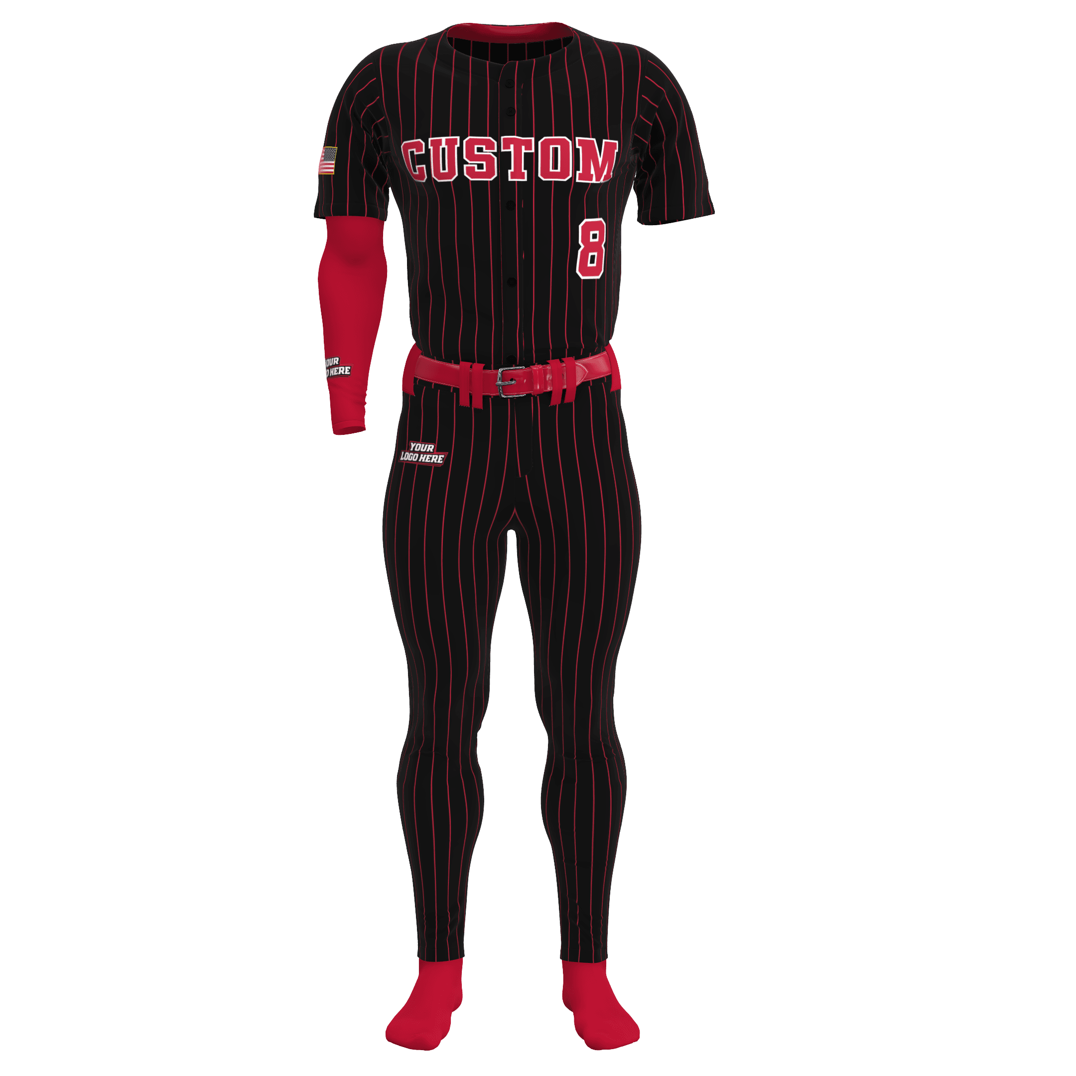 Full Button Pro Mesh Jersey/Tapered Pant with Arm Sleeve