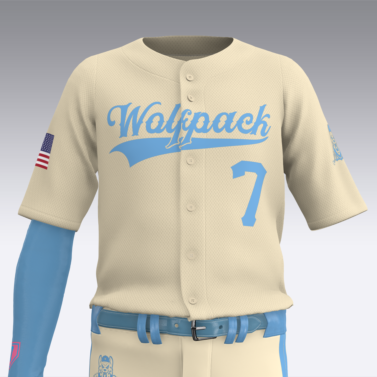 Wolfpack Heritage Creams Pro Mesh Full Button